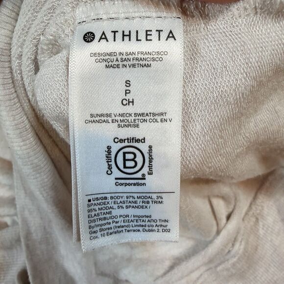 Athleta Long Sleeve Top Size Small Thumb Holes Stretchy Athletic White - Picture 3 of 5